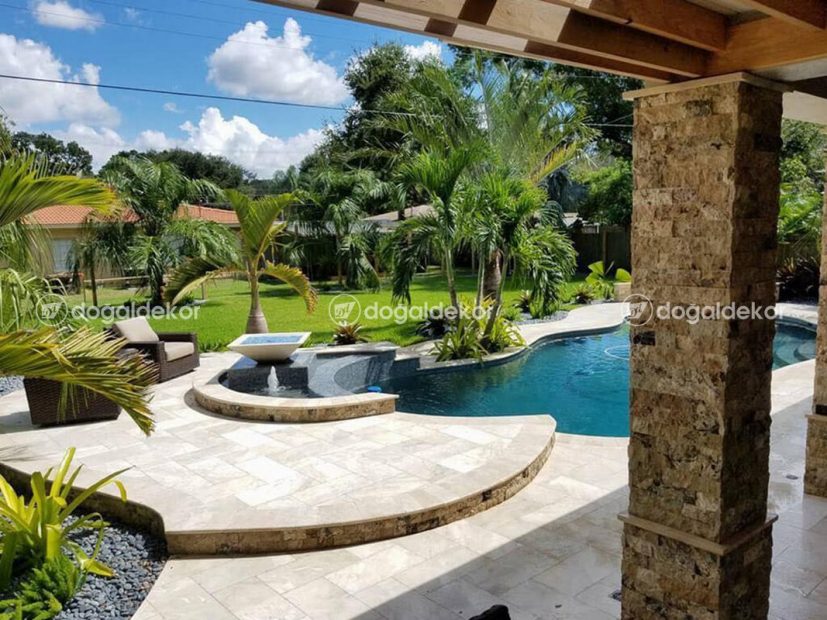 Bahçe Zemin Döşeme Örneği - Eskitme Set Traverten