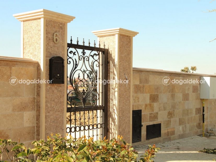 VİLLA BAHÇE KOLON VE DUVAR KAPLAMA - TRAVERTEN