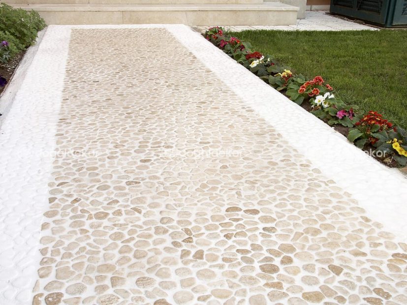 BAHÇE YÜRÜYÜŞ YOLU YER DÖŞEMESİ - FİLELİ MOZAİK TRAVERTEN 