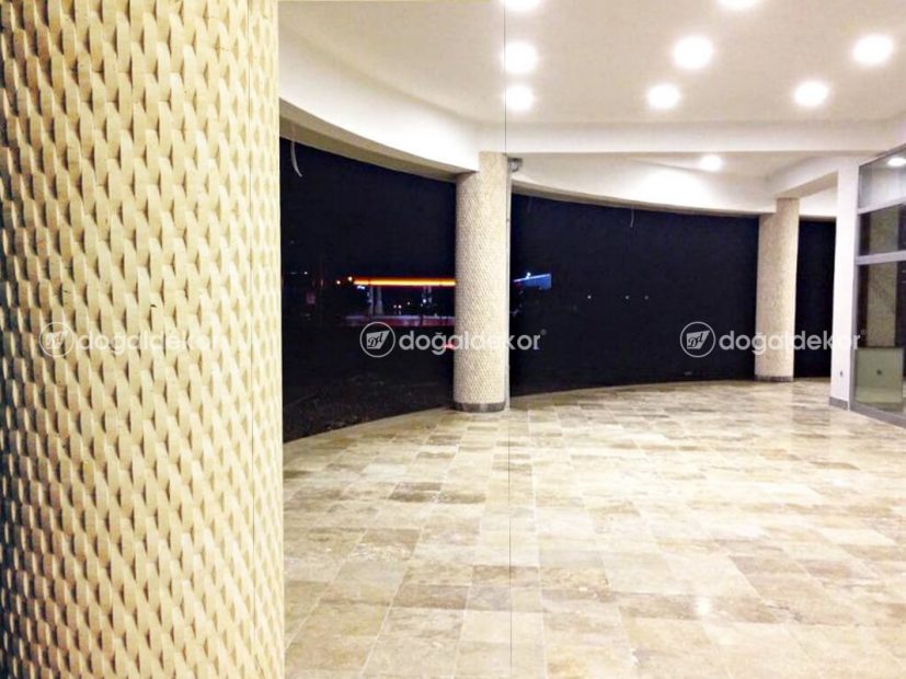 YUVARLAK KOLON KAPLAMA - 23X10 HASIR TRAVERTEN DOĞAL TAŞ