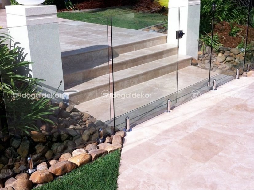 BAHÇE MERDİVEN KAPLAMA - 4x30x60cm TRAVERTEN BULLNOSE BASAMAK TAŞLARI