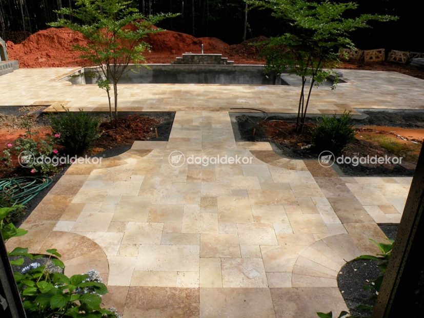 İLLA BAHÇE VE HAVUZ ETRAFI KAPLAMA - ESKİTME TRAVERTEN SET 