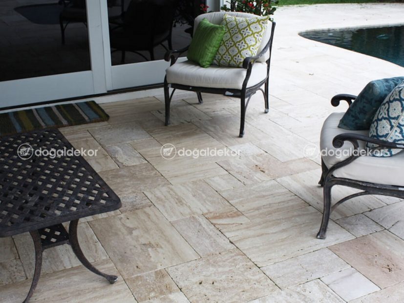 BAHÇE YER DÖŞEMESİ - FRENCH PATTERN SET TRAVERTEN ESKİTME