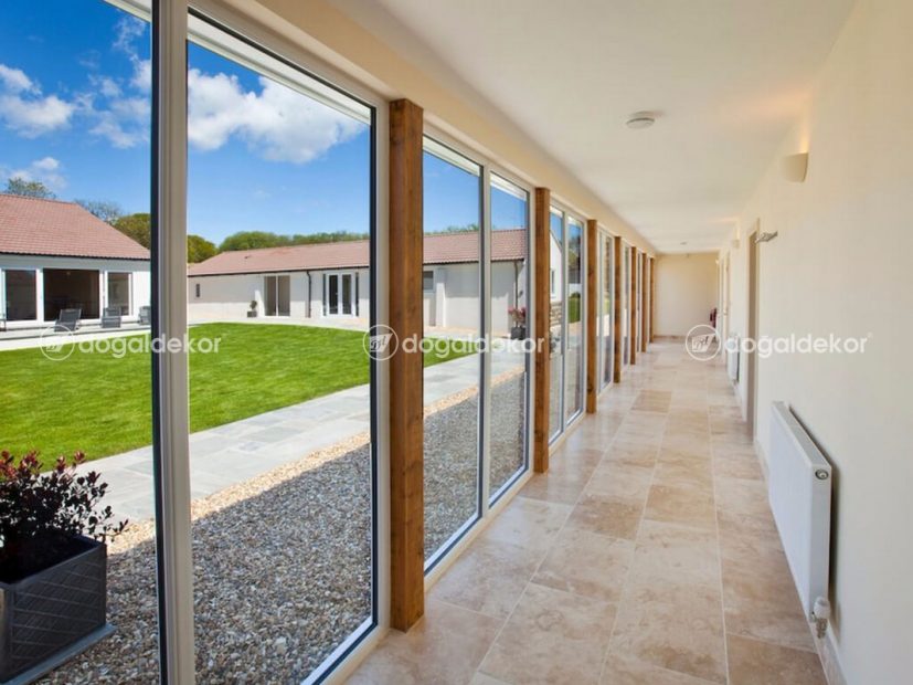 KIŞ BAHÇESİ ZEMİN YER DÖŞEME - 40x60 HONLU TRAVERTEN KARO