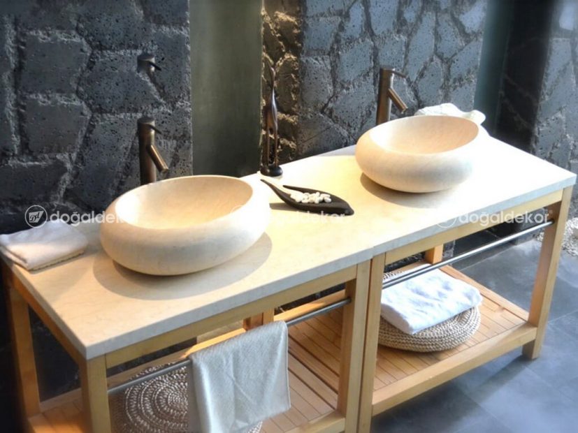 BANYO LAVABO- TEZGAH ÜSTÜ DOĞAL TAŞ LAVABO