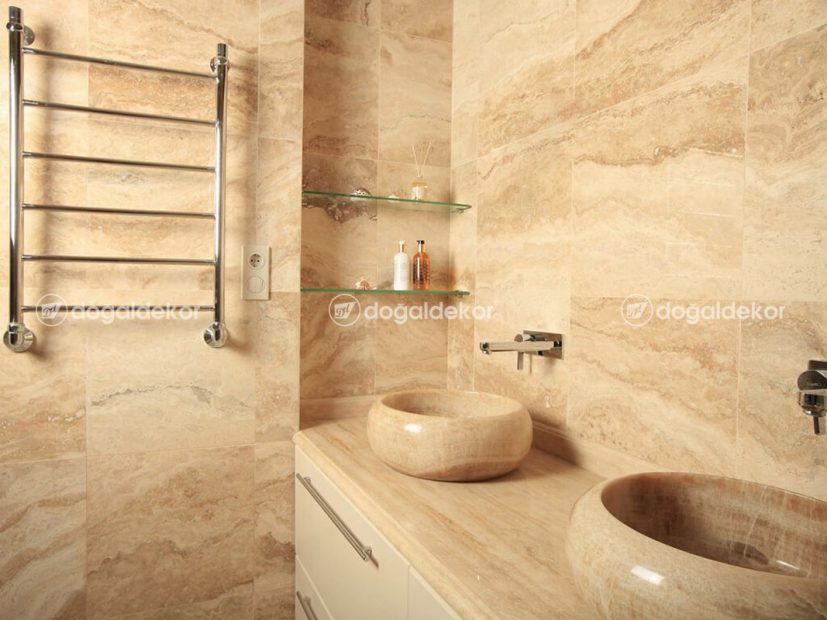 BANYO DEKORASYONU - TRAVERTEN FAYANS VE LAVABO