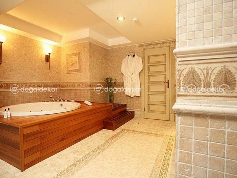 BUTİK OTEL BANYO DEKORASYONU - TRAVERTEN DOĞAL TAŞ KAPLAMA