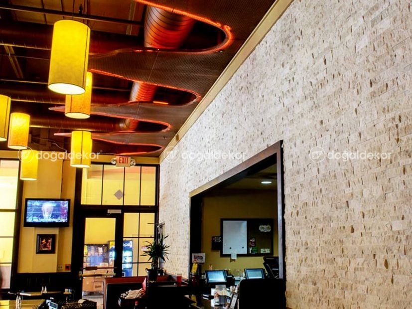 CAFE RESTAURANT DEKORASYON ÖRNEKLERİ - DOĞAL TAŞ DUVAR KAPLAMA