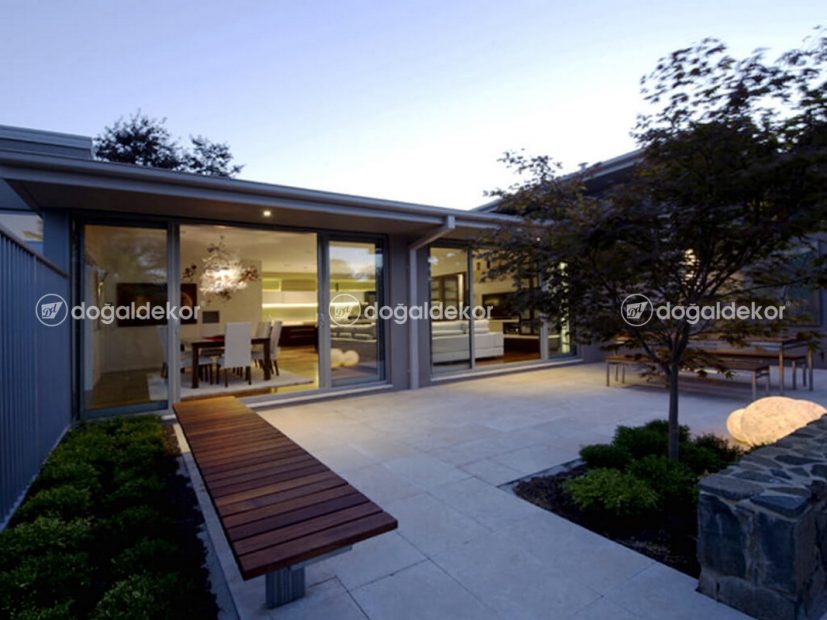 BAHÇE ZEMİN KAPLAMA - 40X60 ESKİTME TRAVERTEN YER DÖŞEME 