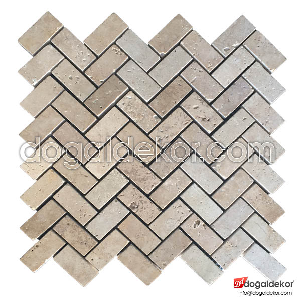 Zigzag Model Traverten Fileli Mozaik -DT1193