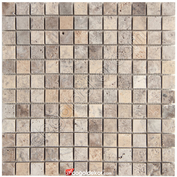 23x23mm Gümüş Traverten Fileli Mermer Mozaik- DT1388