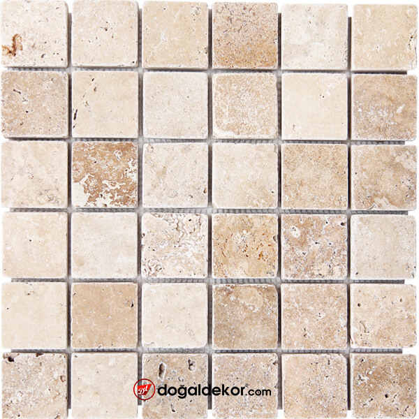 5x5cm Eskitme Traverten Doğal Taş Mozaik -DT1569