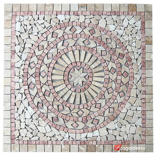 Dekoratif Doğal Taş Mozaik Göbek Dekor Madalyon 1 x 92 x 92cm -DT1344