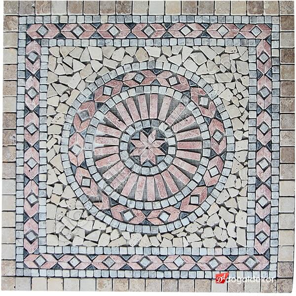 Dekoratif Doğal Taş Mozaik Göbek Dekor 1 x 92 x 92cm -DT1349