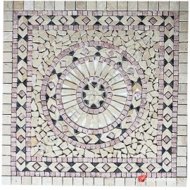 Dekoratif Doğal Taş Mozaik Göbek Dekor 1 x 92 x 92cm -DT1350