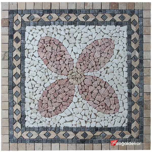Dekoratif Doğal Taş Mozaik Göbek Dekor 1 x 92 x 92cm -DT1352