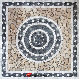 Dekoratif Mozaik Traverten Yer Dekor Göbekleri 1 x 92 x 92cm - DT1533