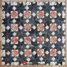 1x60x60cm Renkli Mermer Mozaik Göbek Dekor Madalyon - DT1539