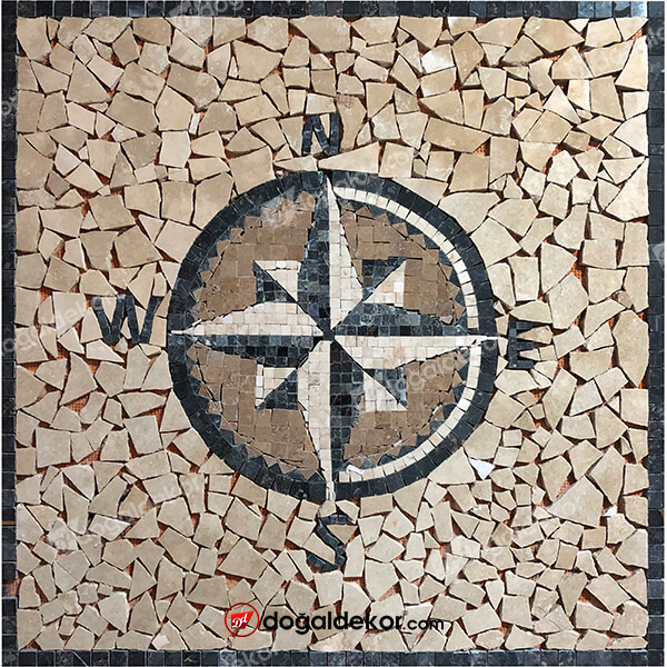 1x92x92cm Madalyon Dekoratif Yer Göbek Dekor Pusula - DT1611