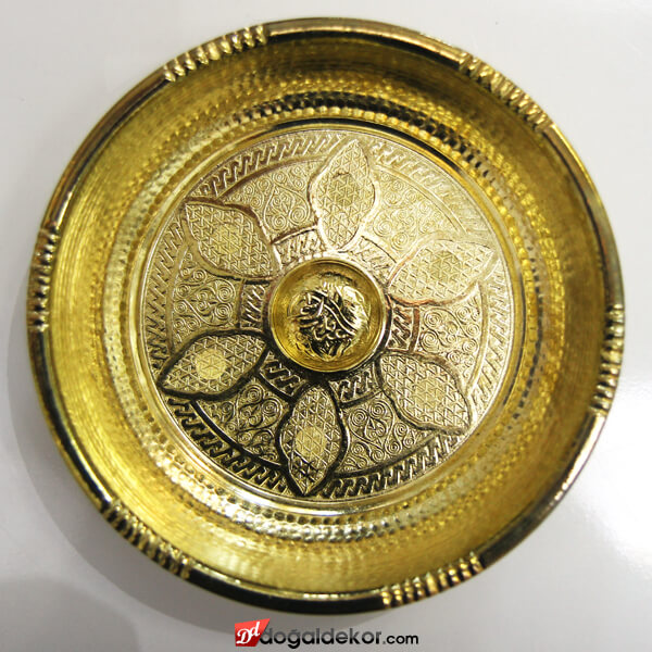 Hamam Tası Altın Sarı 20.5cm Çapında Osmanlı Motifi İşlemeli -DT1411