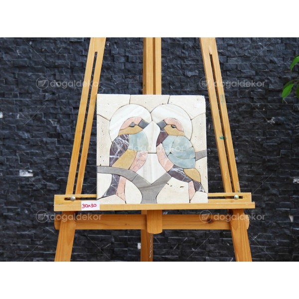 Duvar Dekorasyonu Doğal Taş Tablo - Kuşlar DT1590