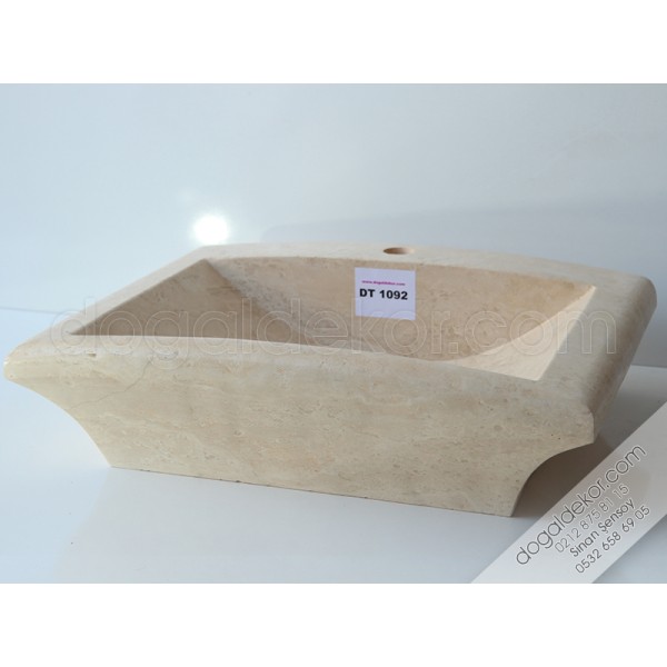 Traverten Tezgah Üzeri KareBanyo Lavabosu -DT1092