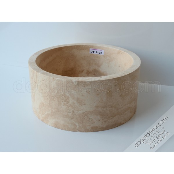Yuvarlak Traverten Lavabo Modelleri -DT1122