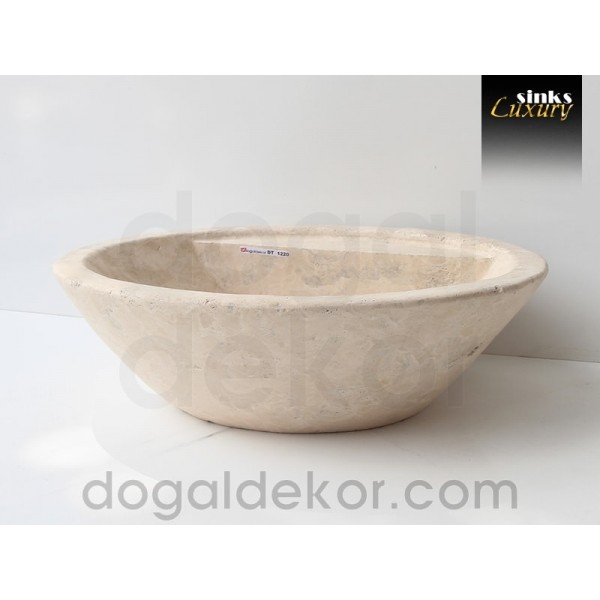 Doğaltaş Tezgah Üstü Banyo Dolap Lavabosu- DT1220