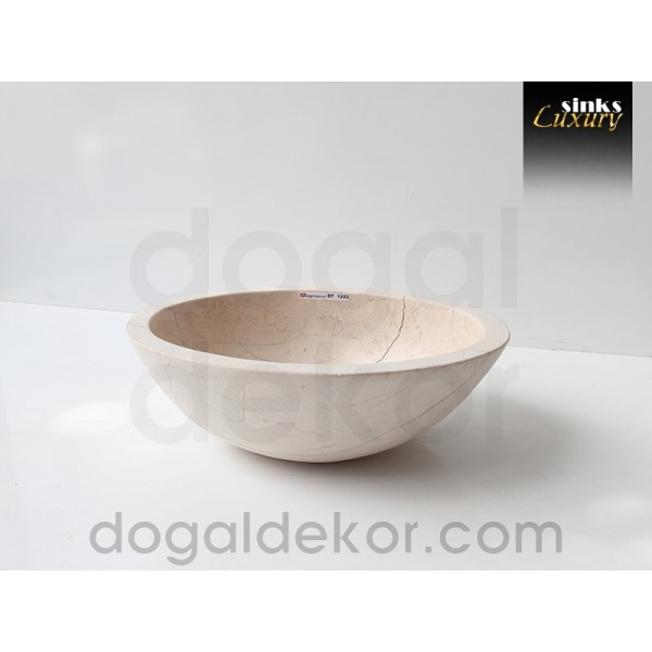 Doğaltaş Tezgah Üstü Banyo Dolap Lavabosu- DT1222