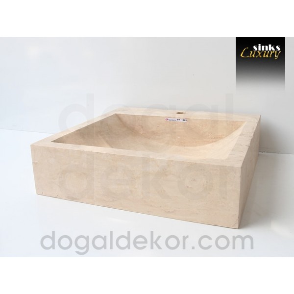 Doğaltaş Tezgah Üstü Banyo Dolap Lavabosu- DT1225