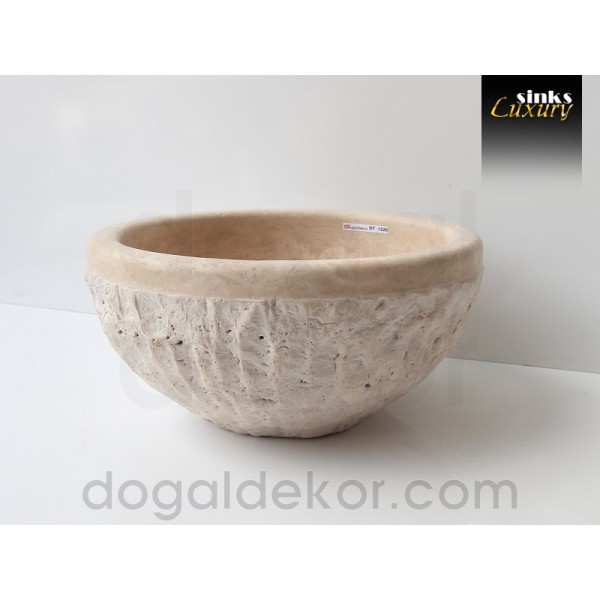 Doğaltaş Tezgah Üstü Banyo Dolap Lavabosu- DT1228