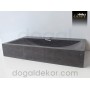 Doğaltaş Siyah Mermer Tezgah Üstü Banyo Dolap Lavabosu- DT1240
