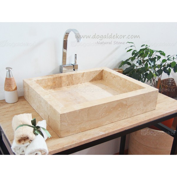 12x50x50cm Tezgah Üstü Doğal Taş Lavabo -DT1465