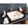 10x45x45cm Tezgah Üstü Kare Mermer Traverten Lavabo - DT1493