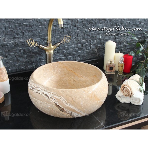 15x42 Tezgah Dolap Üzeri Doğal taş Mermer Lavabo - DT1498