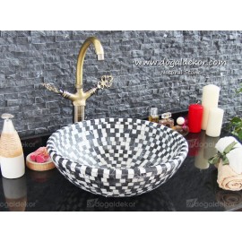 15x42cm El yapımı Mozaik Çanak Mermer Mozaik Lavabo -DT1505