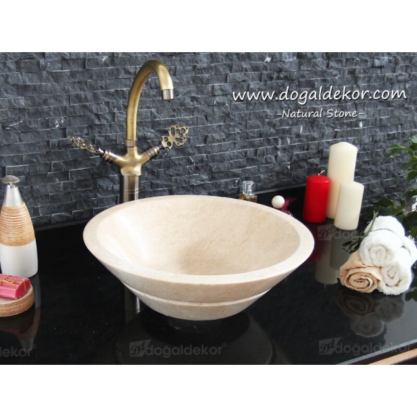 15x41cm Bej Mermer Lavabo -DT1517