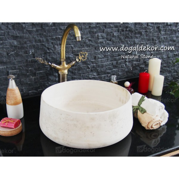 17x40cm Yuvarlak Mermer Lavabo -DT1526