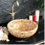 15x42cm Renkli Doğal Taş Traverten Çanak Lavabo-DT1566