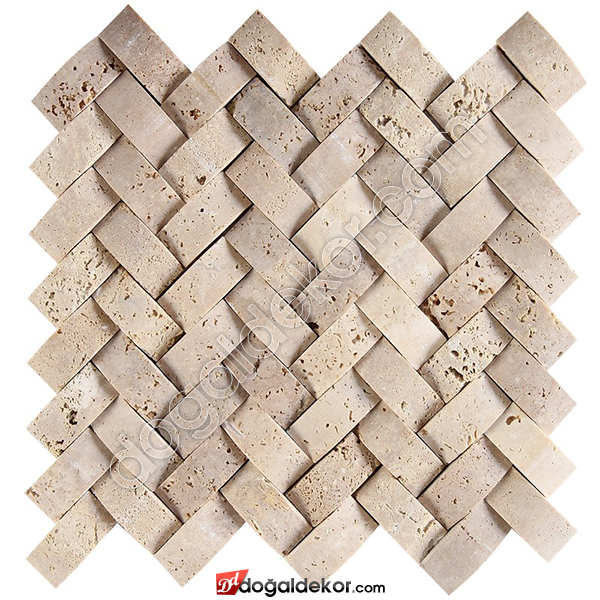  Doğal Taş Hasır Mozaik Sepet Traverten- DT1197