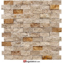 Patlatma Taş Traverten-Sivas Sarı Traverten Mix 23x48mm -DT1255