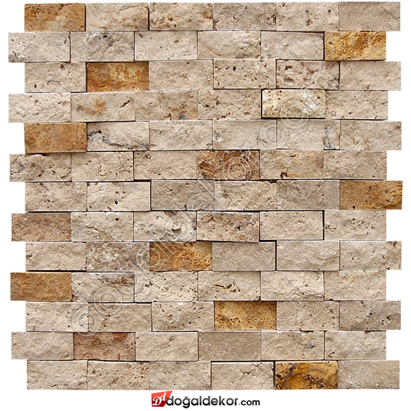 Patlatma Taş Traverten-Sivas Sarı Traverten Mix 23x48mm -DT1255