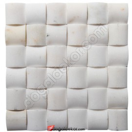Mermer Hasır Mozaik Afyon Beyaz 5x5-DT1261
