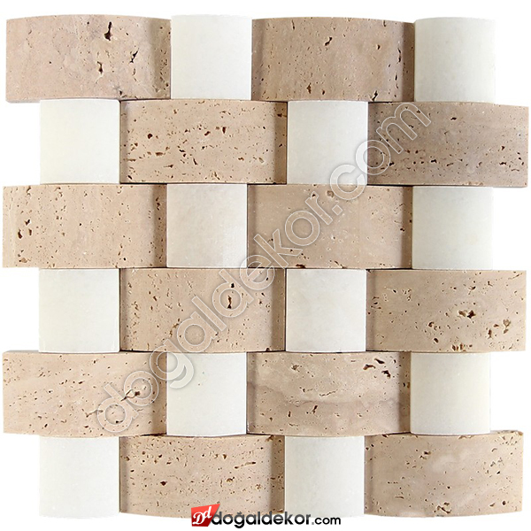 Doğal Taş Hasır Mozaik 5x10 Traverten-Uşak Mix -DT1262
