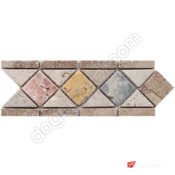 Bordür Dekoratif Mermer Traverten Renkli Mozaik Eskitme -DT1353